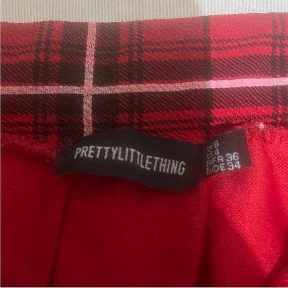 Prettylittlething Red Tartan Check Tennis Skirt - Picture 7 of 7